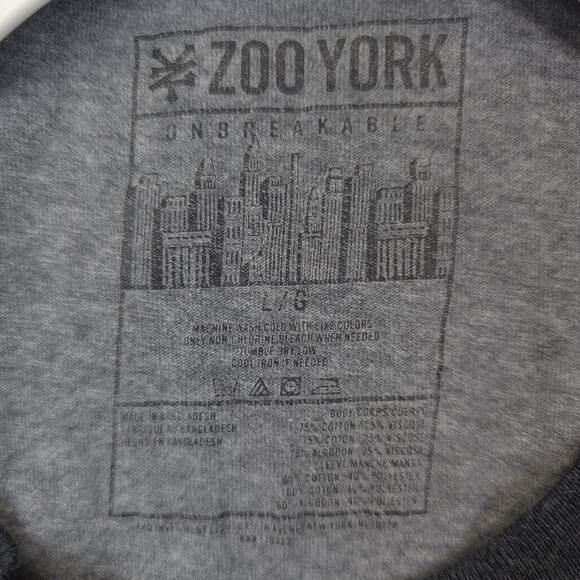 Zoo York Shirt Mens Large Gray Black Long Sleeve Graphic Raglan Skate NYC Tee - Picture 7 of 9